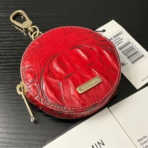 Brahmin LIPSTICK OMBRE MELBOURNE Leather CIRCLE COIN PURSE Purse Charm Accent